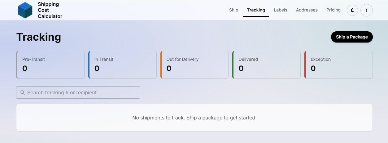 Shipping Cost Calculator Tracking